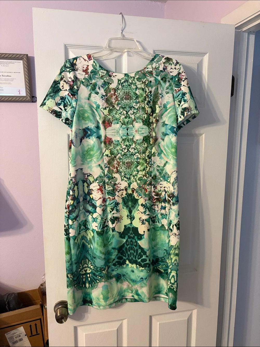 AGB Green Floral Shift Dress in Mint & Teal